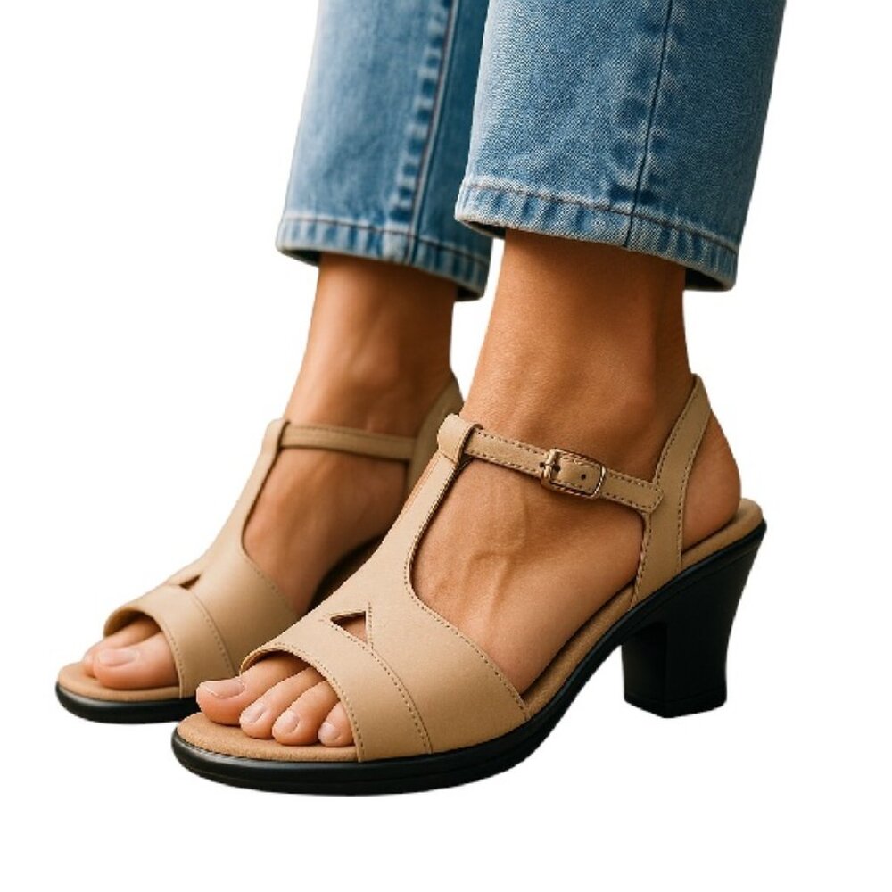 Dr. Scholl's Light Tan Suede Cushion Comfort Block Heel Sandals Size 9.5 NWOB